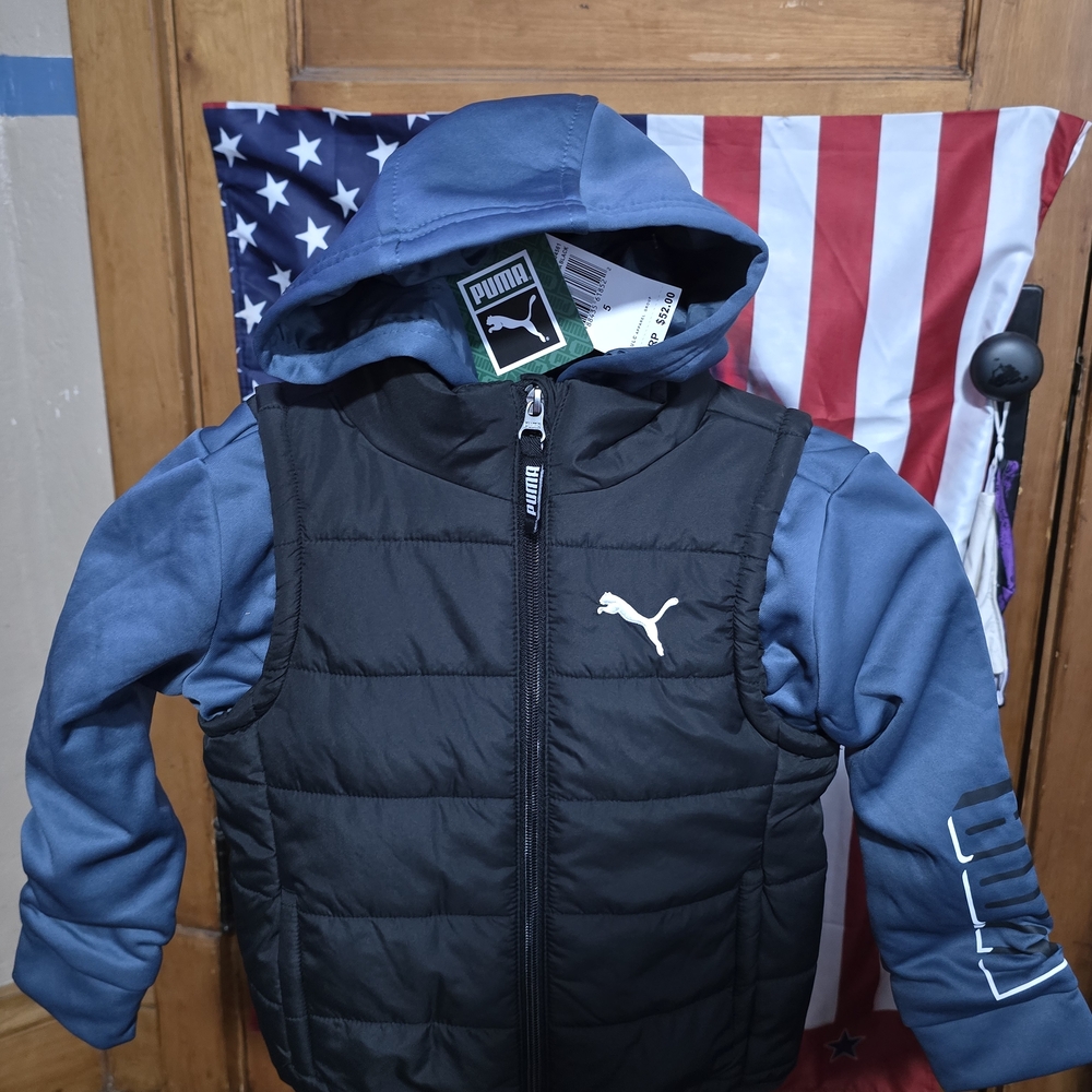 Puma Kids Black and Blue Jacket